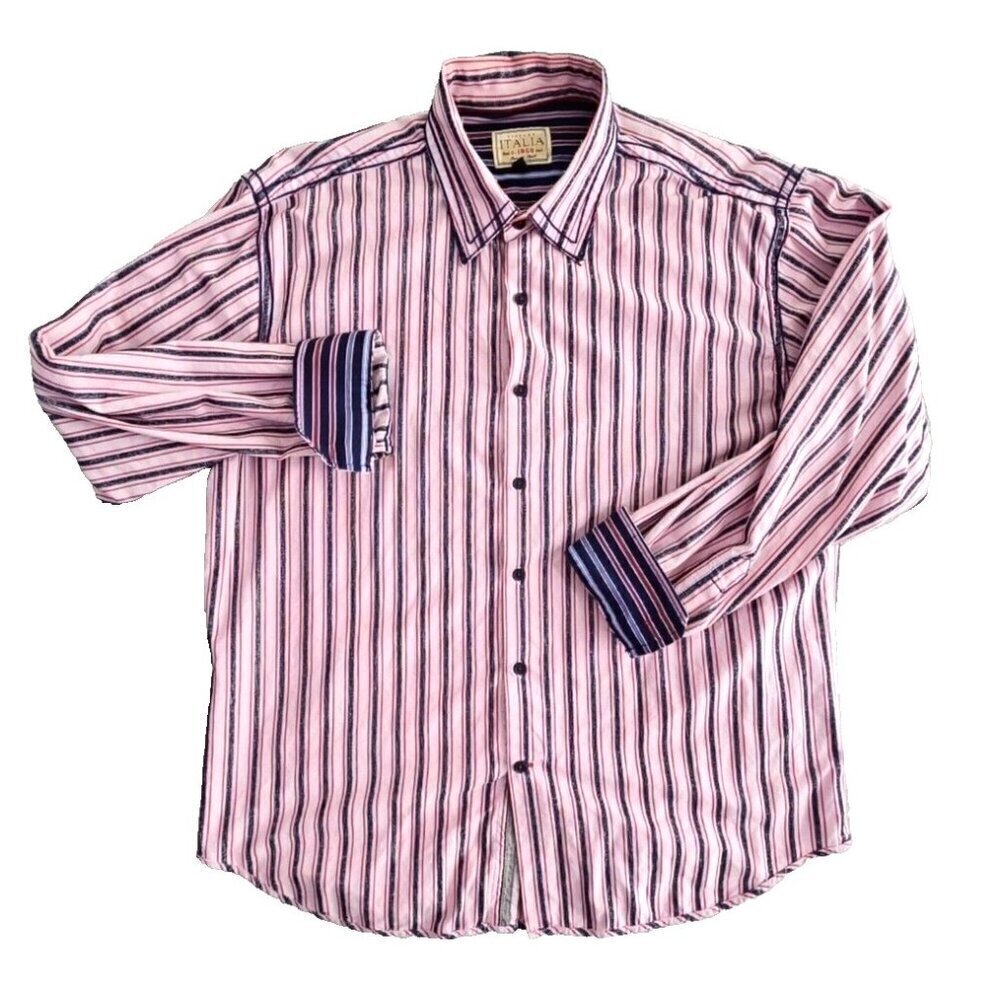 Vintage Italia Reserved Stock Shirt Men's XL Contrast‎ Stitch Red White & Blue